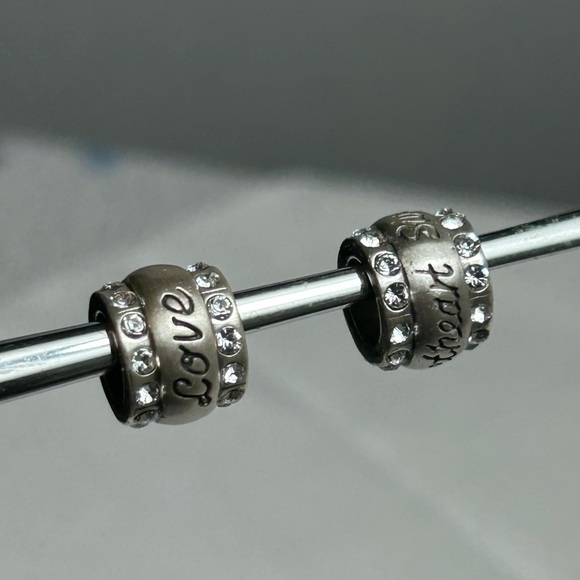 Brighton Love & Sweetheart Beads Brushed Silver Plated Swarovski Crystals 7/16" - Picture 7 of 14